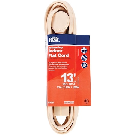 All-Source SPT-2 Extension Cord, 16 AWG, Indoor, 16/3, 3 Outlets, Tan, 13 ft IPF-PT2163-13-BEG
